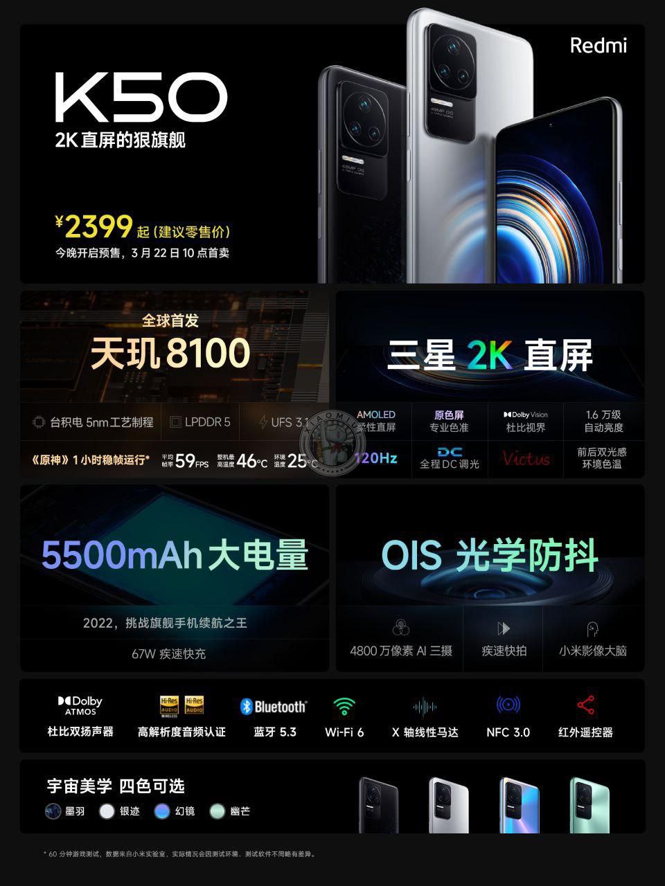 شاومي تكشف النقاب عن هاتفي Redmi K50 Pro وK50