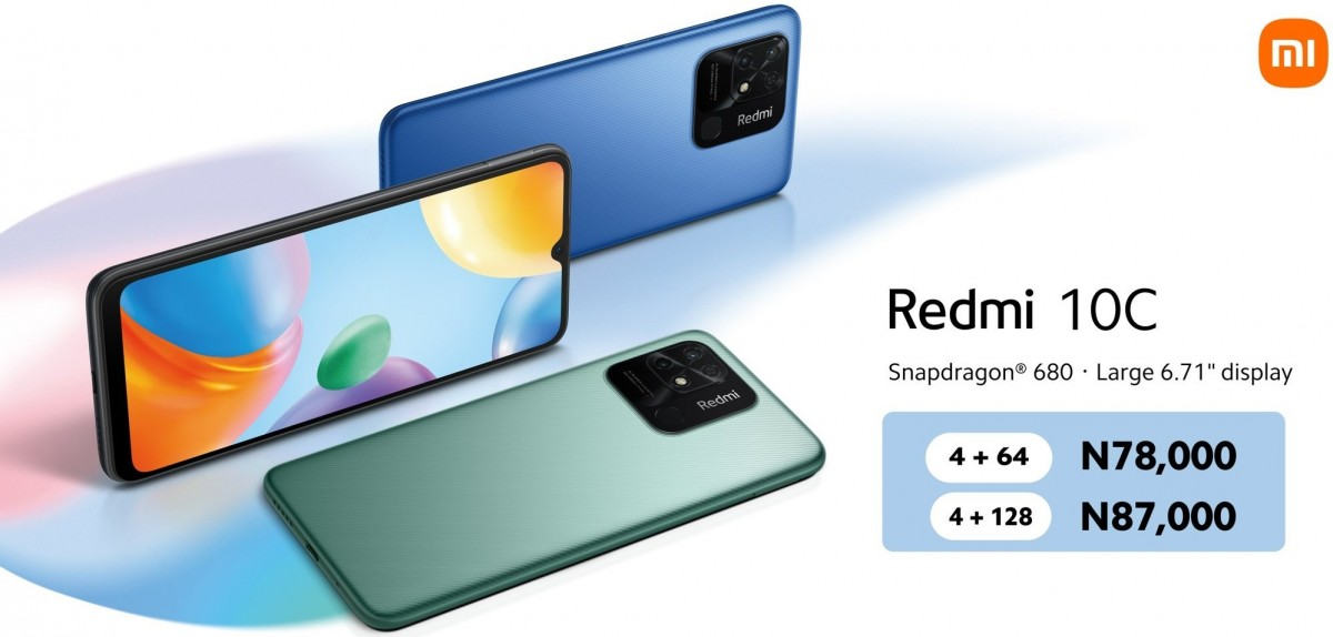 هاتف Redmi 10C ينطلق بألوان الأخضر والأسود إلى جانب اللون الأزرق، ويتوفر الهاتف بالفعل في سوق نيجريا الآن.