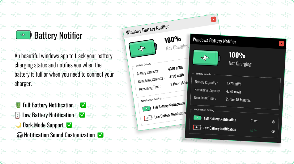 Battery Notifier: اعرض حالة بطارية كمبيوتر محمول يعمل بنظام Windows