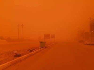 الأنواء الجوية تنشر خارطة توزيع شدة الغبار ليوم غد الاثنين