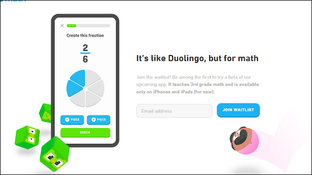 رابط الخدمة لوضع بريدك حتى تكون أول من يجربها : Duolingo Math