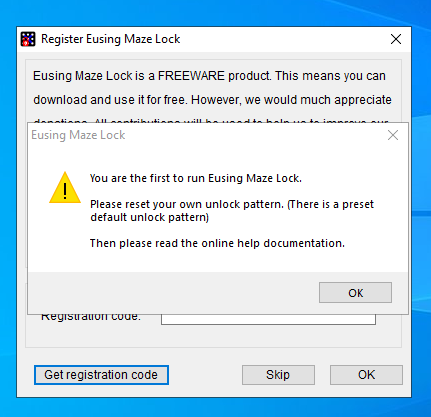 برنامج Maze Lock For Windows يمكنك من إضافة قفل النمط Pattern Lock للويندوز بكل سهولة ، قم بتحميل البرنامج من الرابط أسفل التدوينة وبعد تبيته ستظهر هذه الرسالة التي تخبرك أن تقوم بعمل النمط لأول مرة