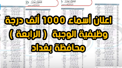 اعلان أسماء 1000 ألف درجة وظيفية الوجبة الرابعة محافظة بغداد